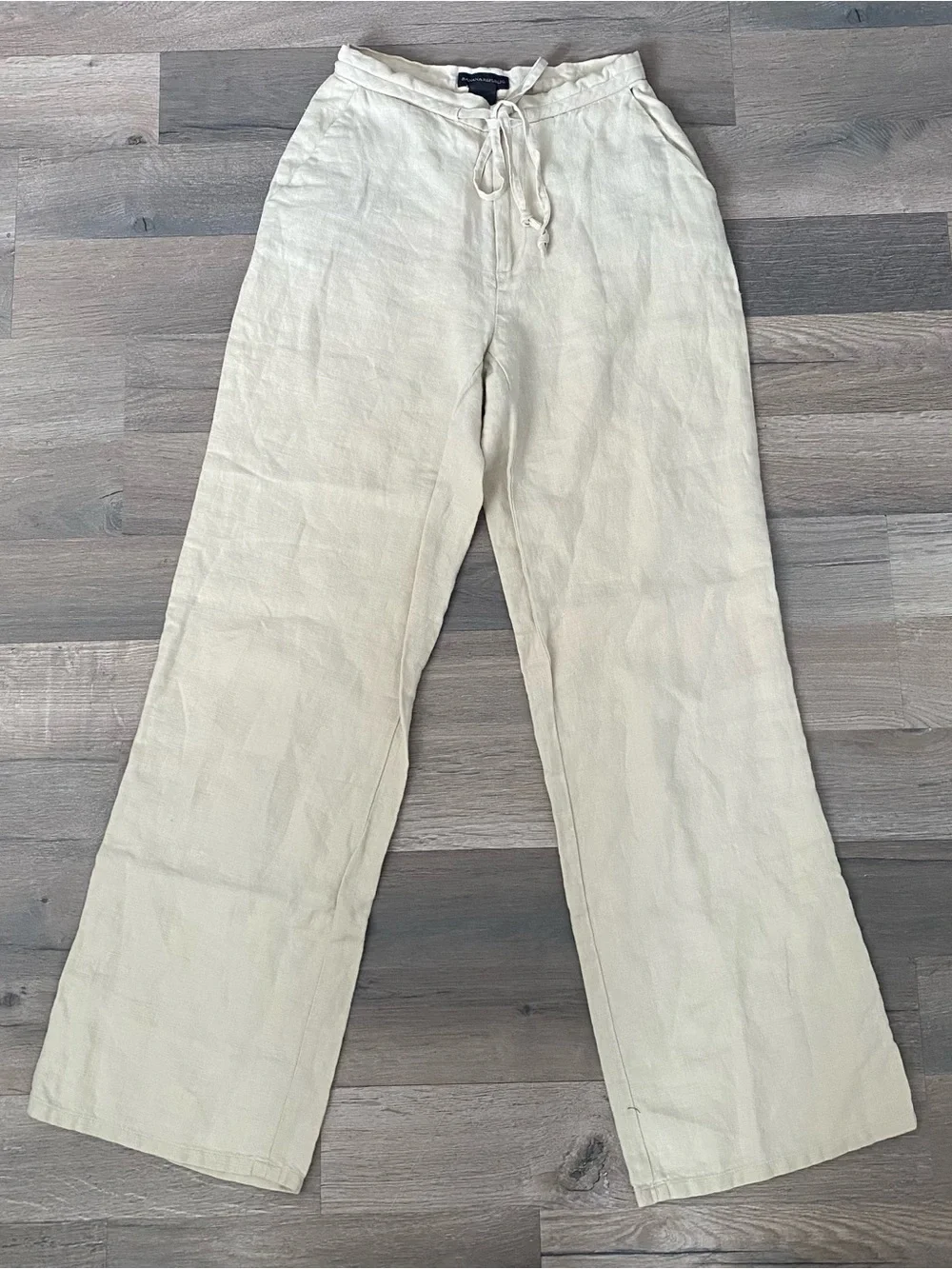 Vintage Banana Republic Cream 100% Linen Drawstring Pants Size 0